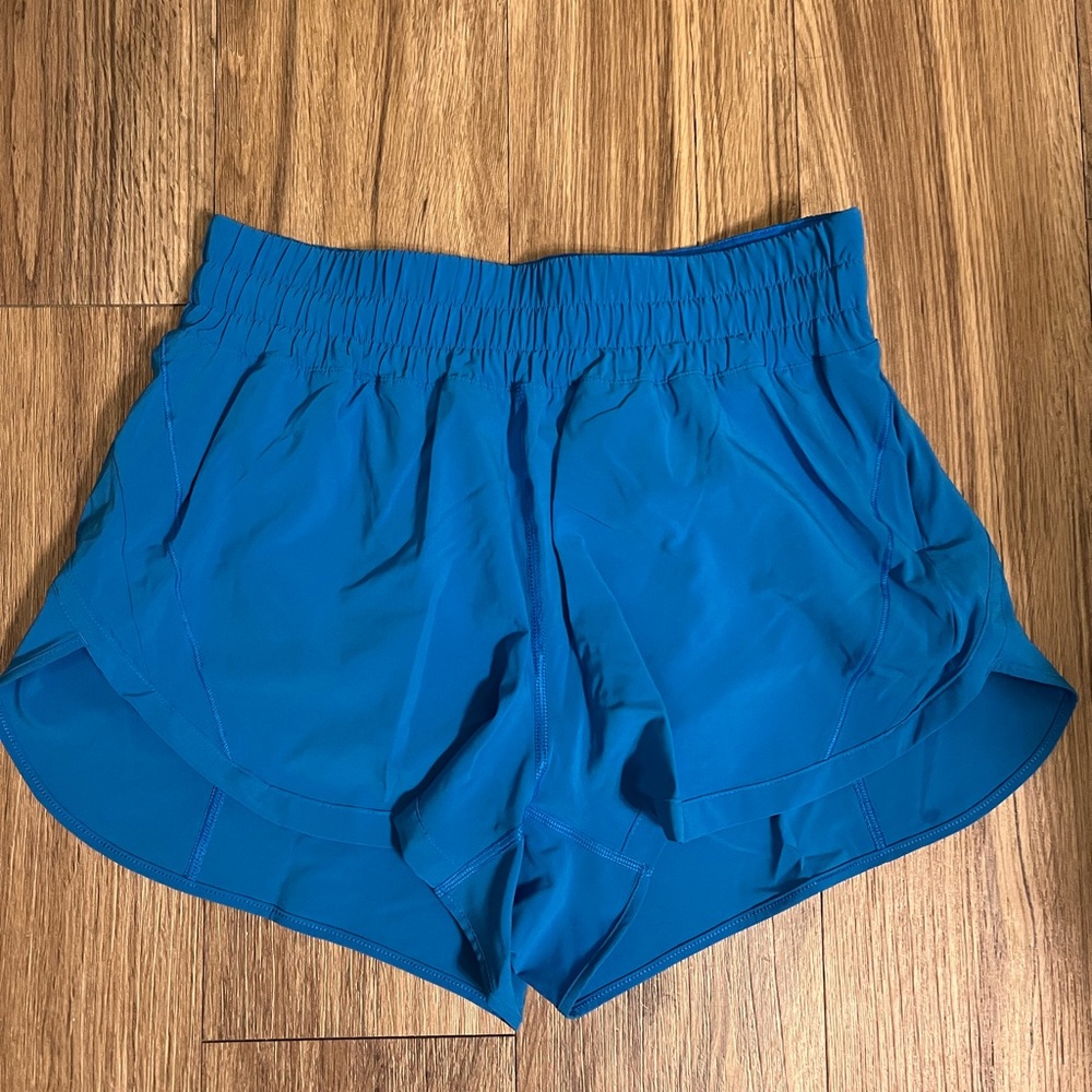 Poolside Blue Lululemon Track That 3” shorts